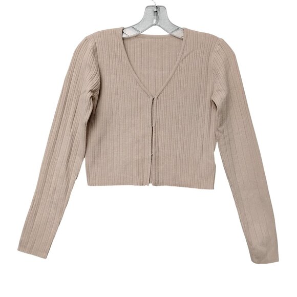 Dazy NWT Ribbed Top Size Small Nude Long Sleeve Hook and Eye Closure - Picture 3 of 10